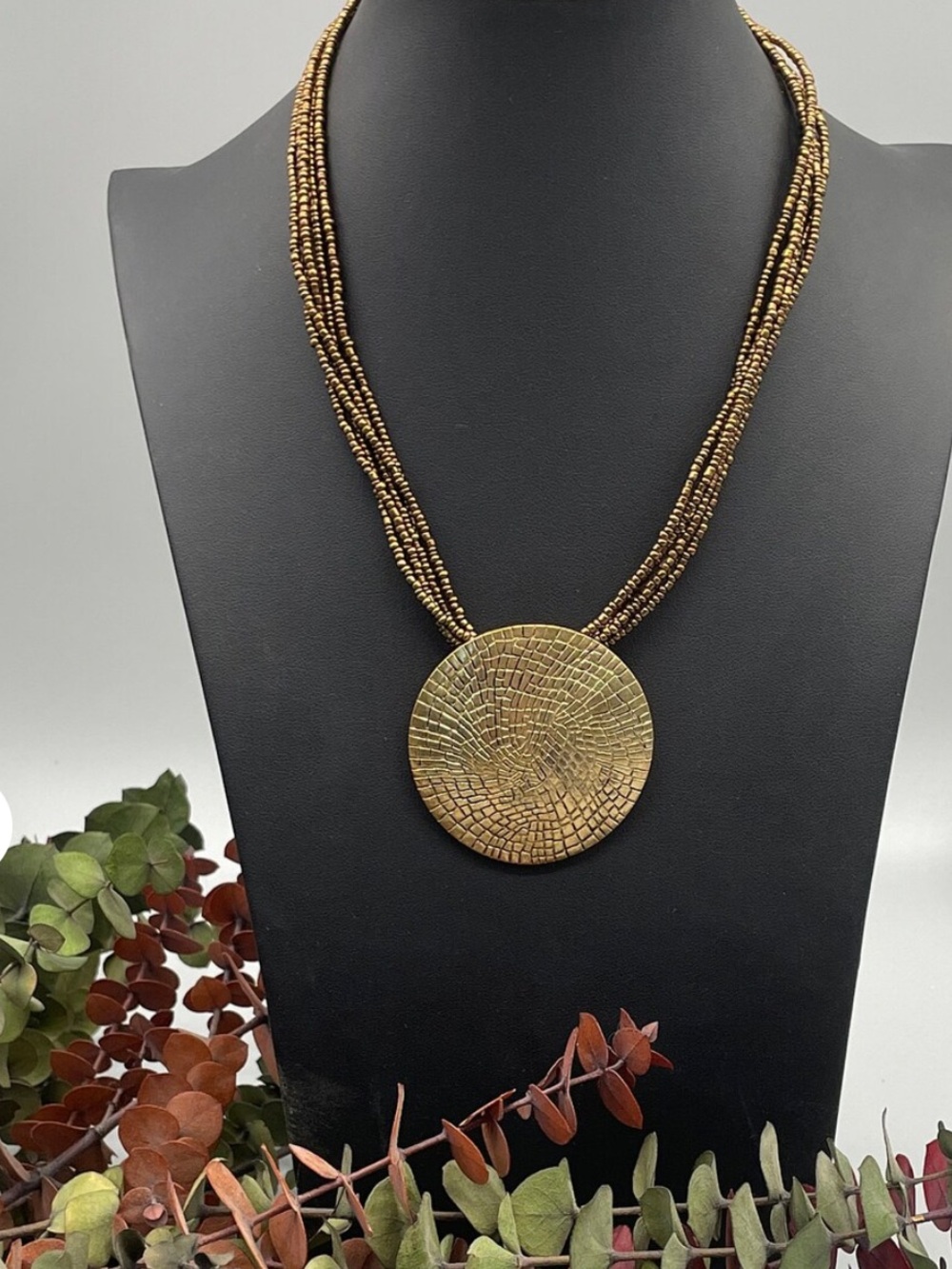 Elegant Gold and Brown Beaded Necklace